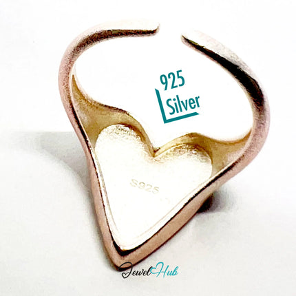 925 Silver Ring · Rose Gold-Plated Glitter Heart · UK L-M-N · US 6–7.5 · 3.46g · Hallmarked CA
