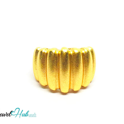 925 Silver Ring · Gold-Plated Ribbed Texture · UK M-N-O · US 6.5–8 · 6.48g · Hallmarked CA