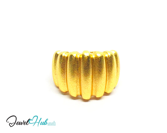 925 Silver Ring · Gold-Plated Ribbed Texture · UK M-N-O · US 6.5–8 · 6.48g · Hallmarked