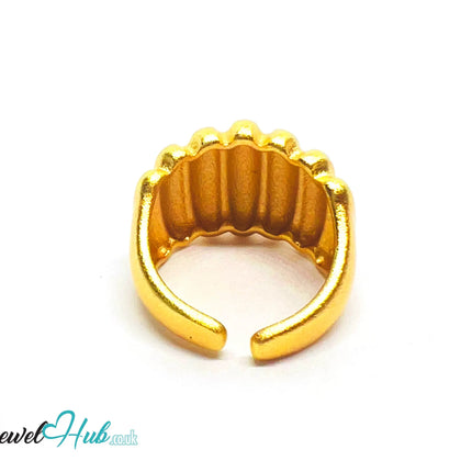 925 Silver Ring · Gold-Plated Ribbed Texture · UK M-N-O · US 6.5–8 · 6.48g · Hallmarked CA