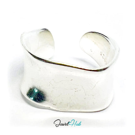 925 Silver Ring · Sculptural Smooth Band · UK M-N-O · US 6.5–8 · 5.5g · Hallmarked CA