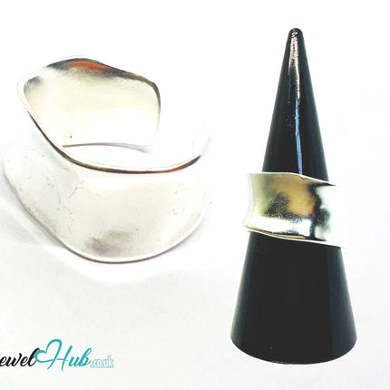 925 Silver Ring · Sculptural Smooth Band · UK M-N-O · US 6.5–8 · 5.5g · Hallmarked CA