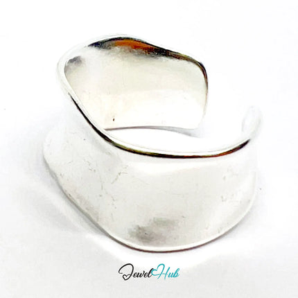 925 Silver Ring · Sculptural Smooth Band · UK M-N-O · US 6.5–8 · 5.5g · Hallmarked CA