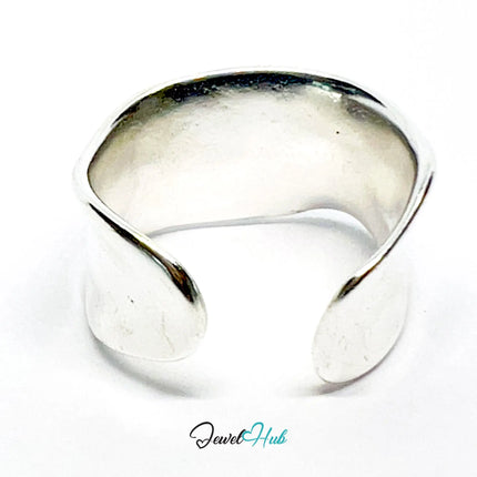 925 Silver Ring · Sculptural Smooth Band · UK M-N-O · US 6.5–8 · 5.5g · Hallmarked CA