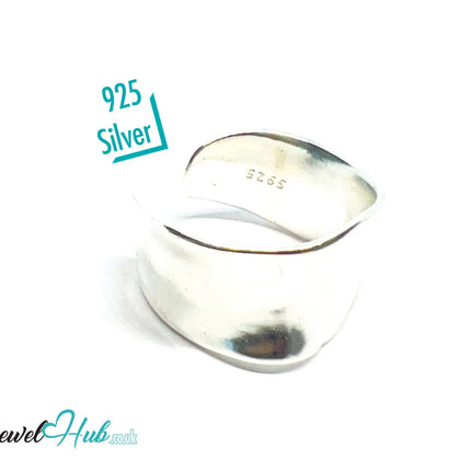 925 Silver Ring · Sculptural Smooth Band · UK M-N-O · US 6.5–8 · 5.5g · Hallmarked CA