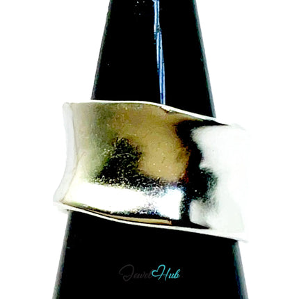 925 Silver Ring · Sculptural Smooth Band · UK M-N-O · US 6.5–8 · 5.5g · Hallmarked CA