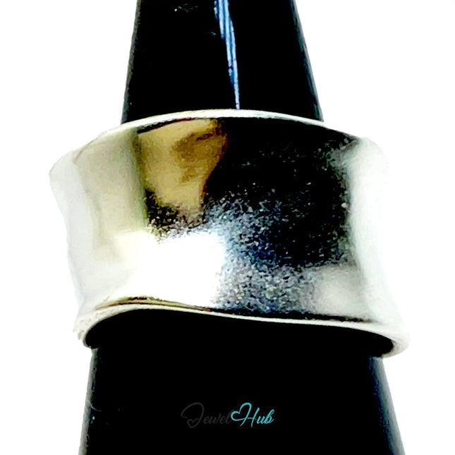 925 Silver Ring · Sculptural Smooth Band · UK M-N-O · US 6.5–8 · 5.5g · Hallmarked CA