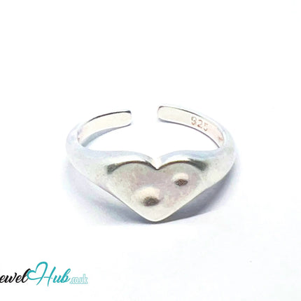 925 Silver Ring · Textured Heart with Twin Dots · UK N-O-P · US 7–8.5 · 2.18g · Hallmarked CA