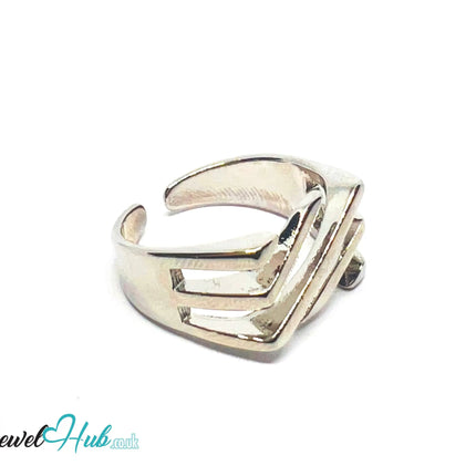 925 Silver Ring · Diagonal Groove Texture · UK N-O-P · US 7–8.5 · 4.18g · Hallmarked · Sculptural Finish CA
