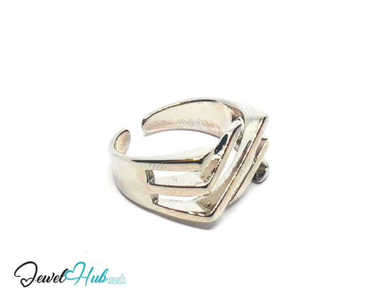 925 Silver Ring · Diagonal Groove Texture · UK N-O-P · US 7–8.5 · 4.18g · Hallmarked · Sculptural Finish