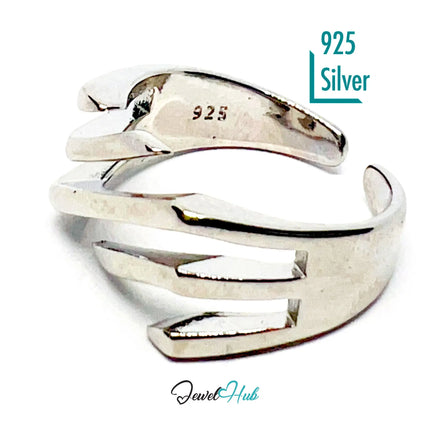 925 Silver Ring · Diagonal Groove Texture · UK N-O-P · US 7–8.5 · 4.18g · Hallmarked · Sculptural Finish CA