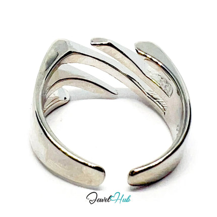 925 Silver Ring · Diagonal Groove Texture · UK N-O-P · US 7–8.5 · 4.18g · Hallmarked · Sculptural Finish CA
