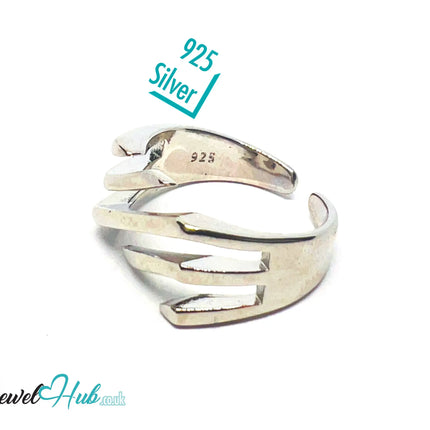 925 Silver Ring · Diagonal Groove Texture · UK N-O-P · US 7–8.5 · 4.18g · Hallmarked · Sculptural Finish CA