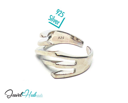 925 Silver Ring · Diagonal Groove Texture · UK N-O-P · US 7–8.5 · 4.18g · Hallmarked · Sculptural Finish