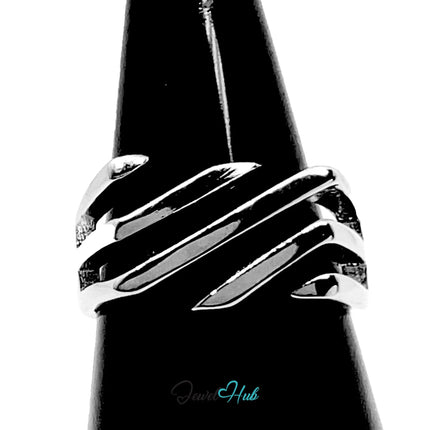 925 Silver Ring · Diagonal Groove Texture · UK N-O-P · US 7–8.5 · 4.18g · Hallmarked · Sculptural Finish CA