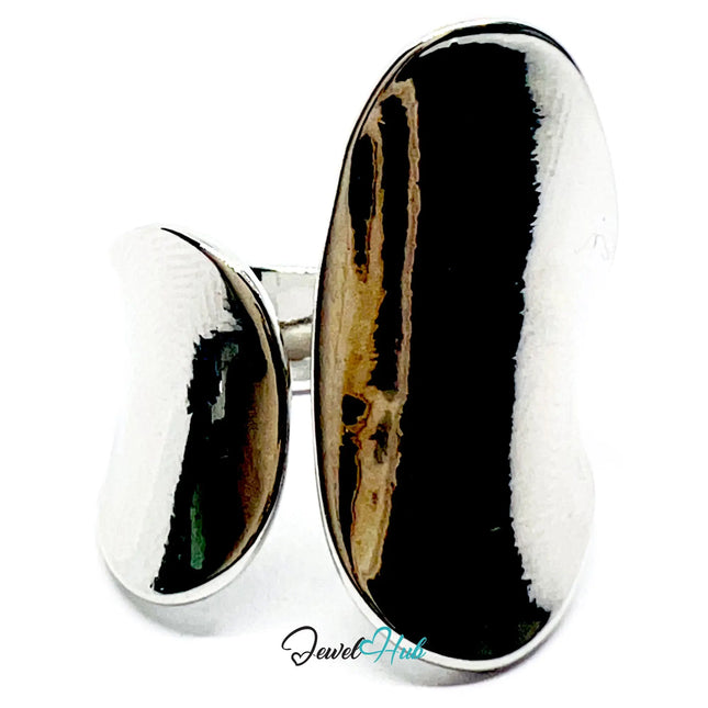 Bold Sterling Silver Ring | Hallmarked 925 Asymmetrical Statement Band | Sleek Modern Design in Sizes N–P CT