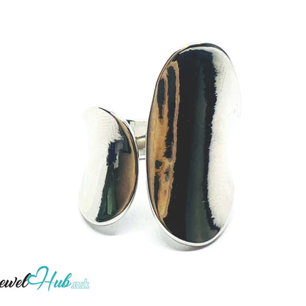 Bold Sterling Silver Ring | Hallmarked 925 Asymmetrical Statement Band | Sleek Modern Design in Sizes N–P - JewelHub.co.uk