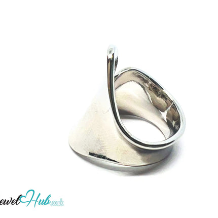 Bold Sterling Silver Ring | Hallmarked 925 Asymmetrical Statement Band | Sleek Modern Design in Sizes N–P - JewelHub.co.uk