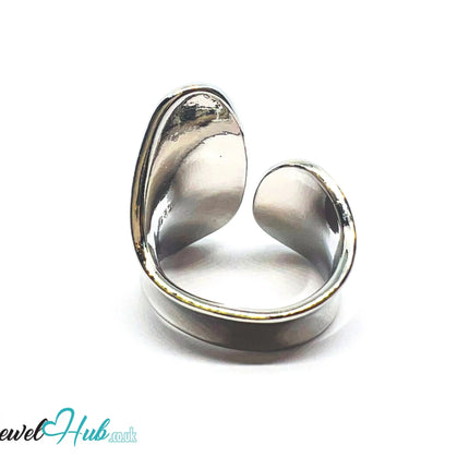 Bold Sterling Silver Ring | Hallmarked 925 Asymmetrical Statement Band | Sleek Modern Design in Sizes N–P - JewelHub.co.uk