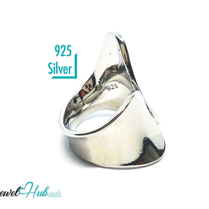Bold Sterling Silver Ring | Hallmarked 925 Asymmetrical Statement Band | Sleek Modern Design in Sizes N–P - JewelHub.co.uk