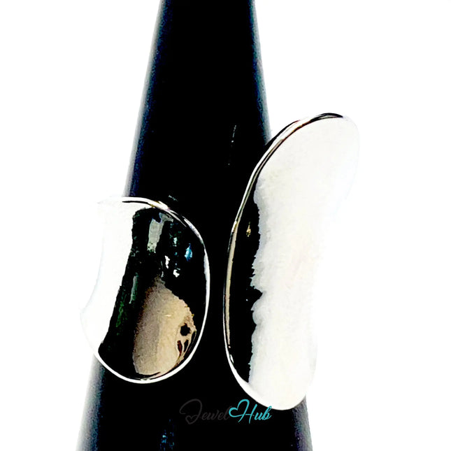 Bold Sterling Silver Ring | Hallmarked 925 Asymmetrical Statement Band | Sleek Modern Design in Sizes N–P CT