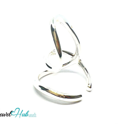 Modern Silver Ring | Hallmarked 925 Sculptural Open-Loop Band | Asymmetrical Design in Sizes N–P - JewelHub.co.uk