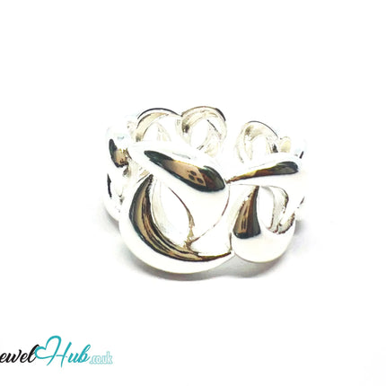 Chunky Chain Silver Ring | Hallmarked 925 Interlocking Band | Polished Statement Design in Sizes N–P - JewelHub.co.uk