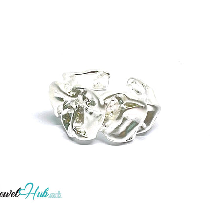 Sculptural Silver Ring | Hallmarked 925 Abstract Folded Band | Organic Statement Design in Sizes L–N - JewelHub.co.uk