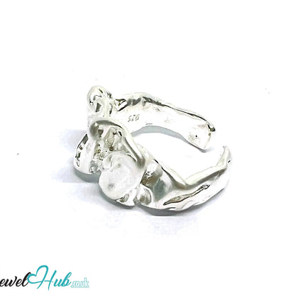 Sculptural Silver Ring | Hallmarked 925 Abstract Folded Band | Organic Statement Design in Sizes L–N - JewelHub.co.uk