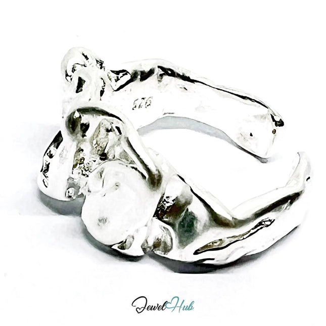 Sculptural Silver Ring | Hallmarked 925 Abstract Folded Band | Organic Statement Design in Sizes L–N CT