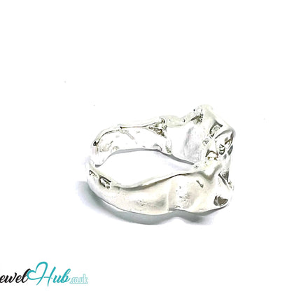 Sculptural Silver Ring | Hallmarked 925 Abstract Folded Band | Organic Statement Design in Sizes L–N - JewelHub.co.uk