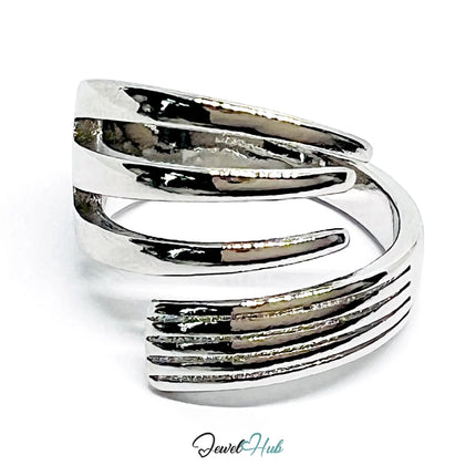 Layered Silver Ring | Hallmarked 925 Abstract Multi-Band Design | Sculptural Statement in Sizes K–M CT