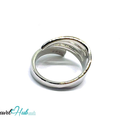Layered Silver Ring | Hallmarked 925 Abstract Multi-Band Design | Sculptural Statement in Sizes K–M - JewelHub.co.uk