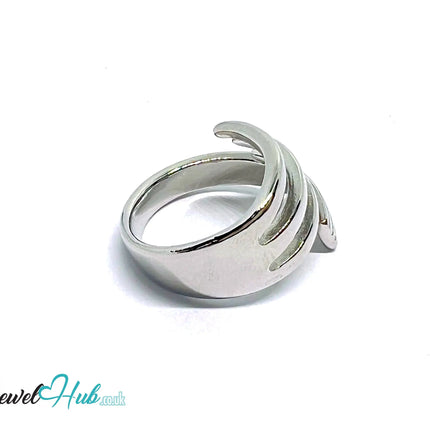Layered Silver Ring | Hallmarked 925 Abstract Multi-Band Design | Sculptural Statement in Sizes K–M - JewelHub.co.uk