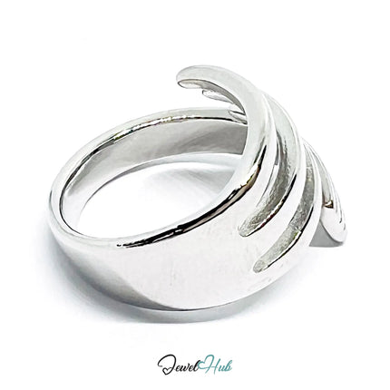 Layered Silver Ring | Hallmarked 925 Abstract Multi-Band Design | Sculptural Statement in Sizes K–M CT