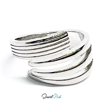 Layered Silver Ring | Hallmarked 925 Abstract Multi-Band Design | Sculptural Statement in Sizes K–M CT