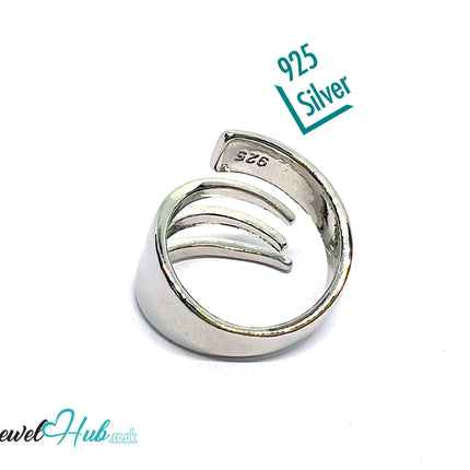 Layered Silver Ring | Hallmarked 925 Abstract Multi-Band Design | Sculptural Statement in Sizes K–M - JewelHub.co.uk