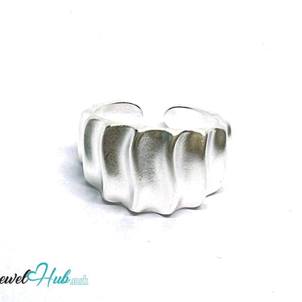 Wavy Sculptural Silver Ring | Adjustable 925 Sterling Statement Band - JewelHub.co.uk