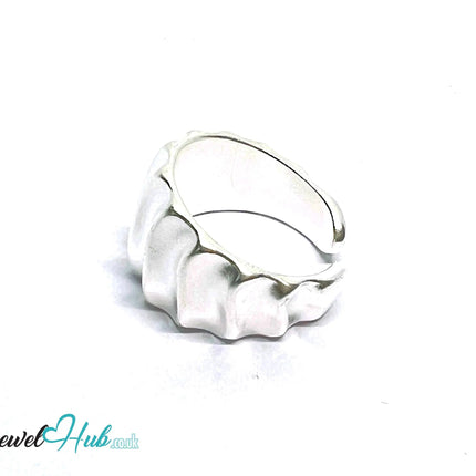 Wavy Sculptural Silver Ring | Adjustable 925 Sterling Statement Band - JewelHub.co.uk