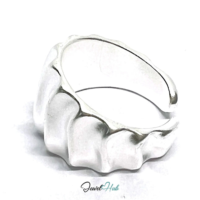 Wavy Sculptural Silver Ring | Adjustable 925 Sterling Statement Band CT