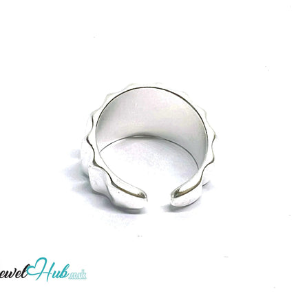 Wavy Sculptural Silver Ring | Adjustable 925 Sterling Statement Band - JewelHub.co.uk