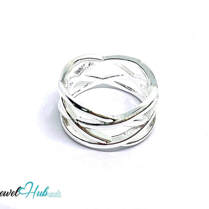 Braided Sterling Silver Ring | 925 Hallmarked Interwoven Band in Solid Silver - JewelHub.co.uk
