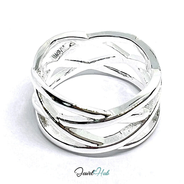 Braided Sterling Silver Ring | 925 Hallmarked Interwoven Band in Solid Silver CT