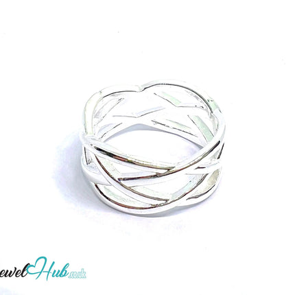 Braided Sterling Silver Ring | 925 Hallmarked Interwoven Band in Solid Silver - JewelHub.co.uk