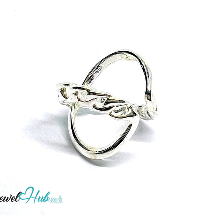 Chain-Link Sterling Silver Ring | Adjustable 925 Hallmarked Band with Sculptural Texture - JewelHub.co.uk