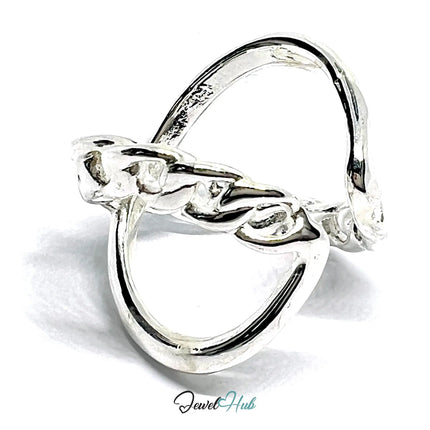 Chain-Link Sterling Silver Ring | Adjustable 925 Hallmarked Band with Sculptural Texture CT