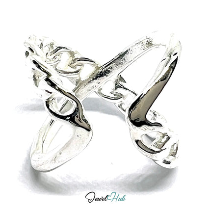 Chain-Link Sterling Silver Ring | Adjustable 925 Hallmarked Band with Sculptural Texture CT