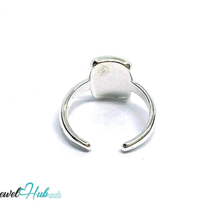 Brushed Oval Silver Ring | Adjustable 925 Sterling Band with Textured Face - JewelHub.co.uk