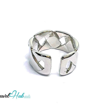 Braided Sterling Silver Ring | Hallmarked 925 Adjustable Band with Woven Texture - JewelHub.co.uk