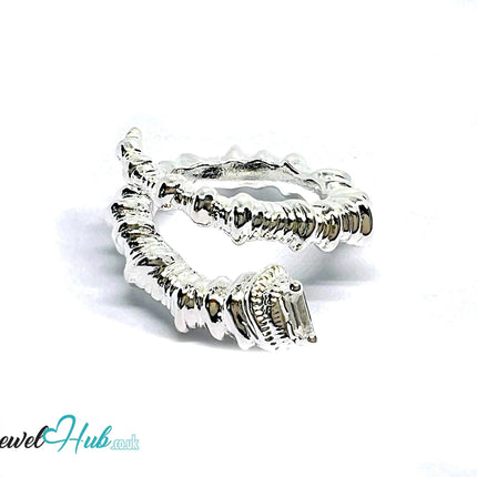 Serpent Sterling Silver Ring | 925 Hallmarked Adjustable Band with Coiled Texture - JewelHub.co.uk